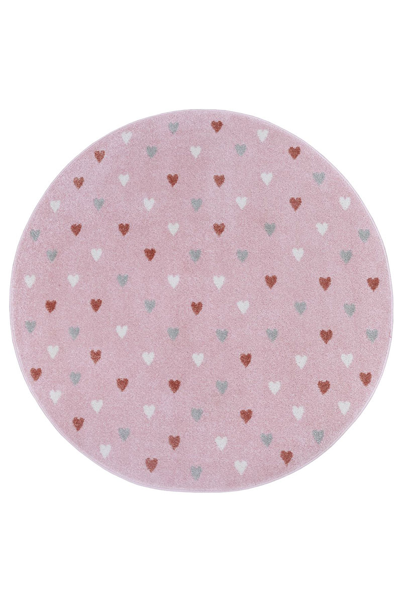 Dětský kusový koberec Hanse Home Adventures 105951 Little hearts Rose Ø 100 cm