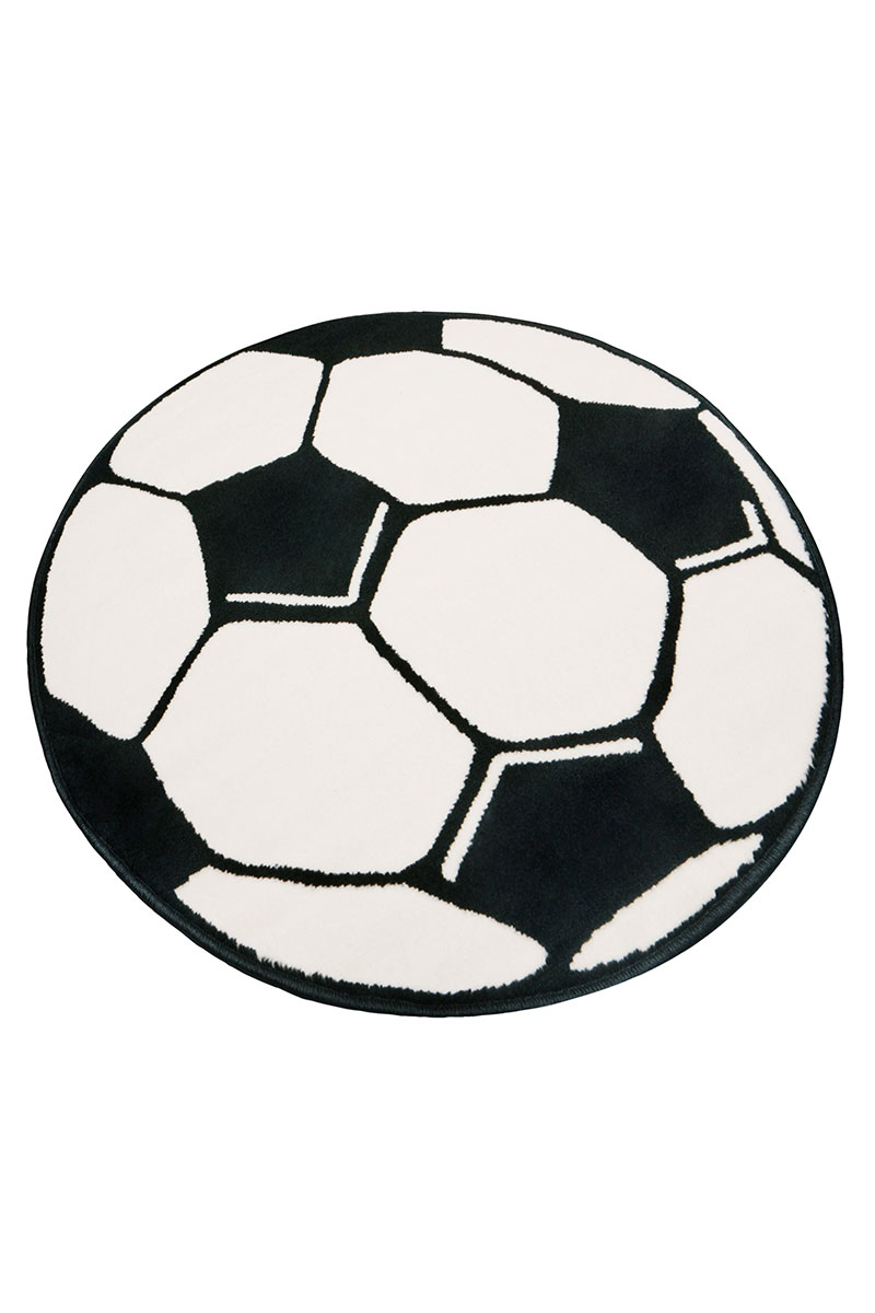 Detský kusový koberec Hanse home Fussball 100015 White Black Ø 200 cm