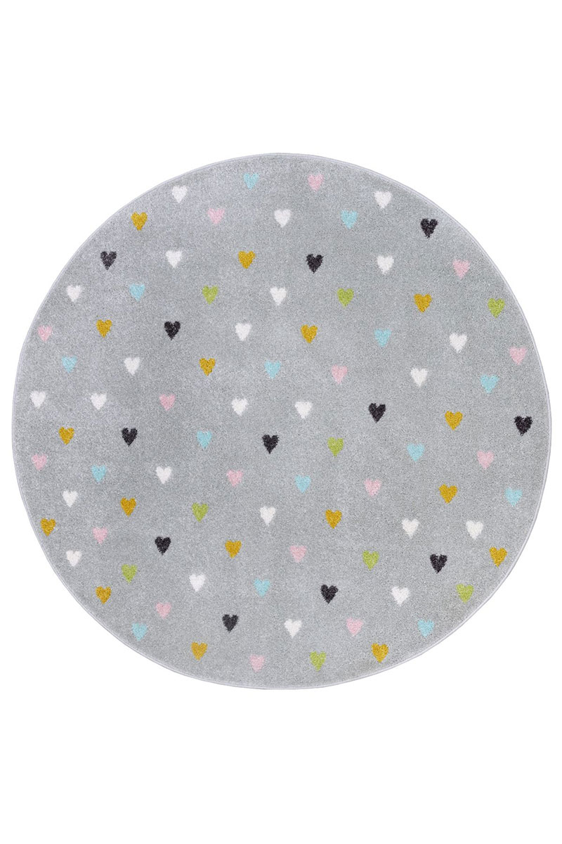 Dětský kusový koberec Hanse Home Adventures 105952 Little Hearts Grey Ø 100 cm