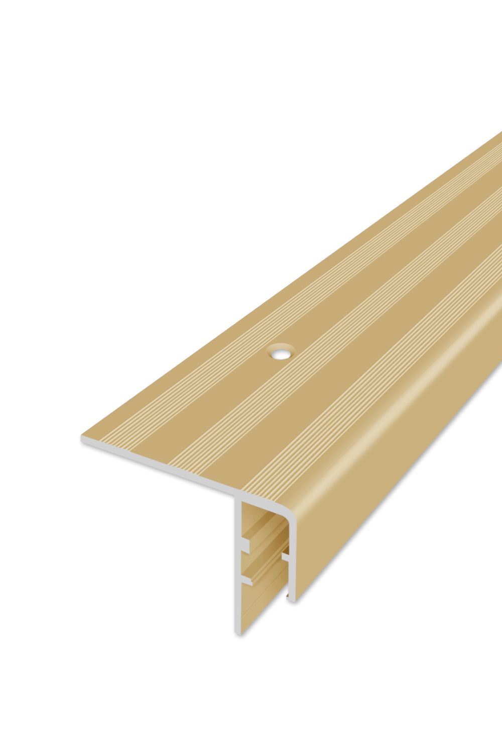 Levně Schodový profil vrtaný pro LED osvětlení - Zlatý Matný 60x45 mm 3 m